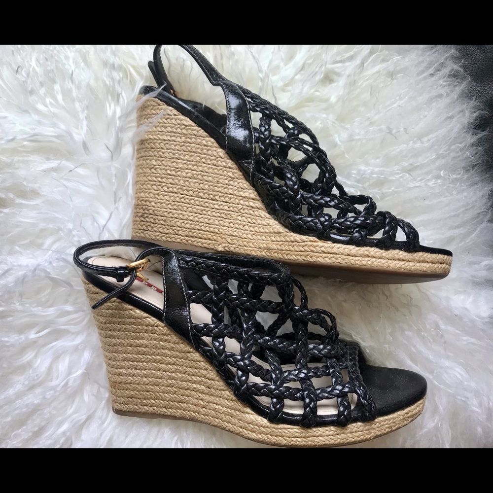 Prada sports blk braided leather cage Espadrilles - Picture 3 of 11